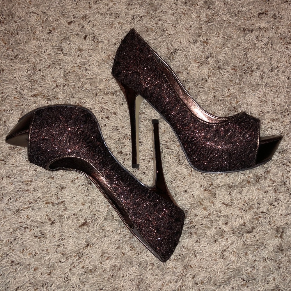 Brown Peep Toe Heels